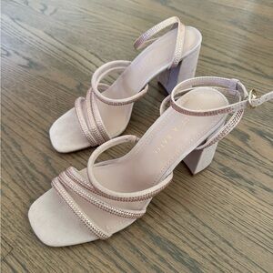 Kelly & Katie Blush Pink Jeweled Strappy Block Heels